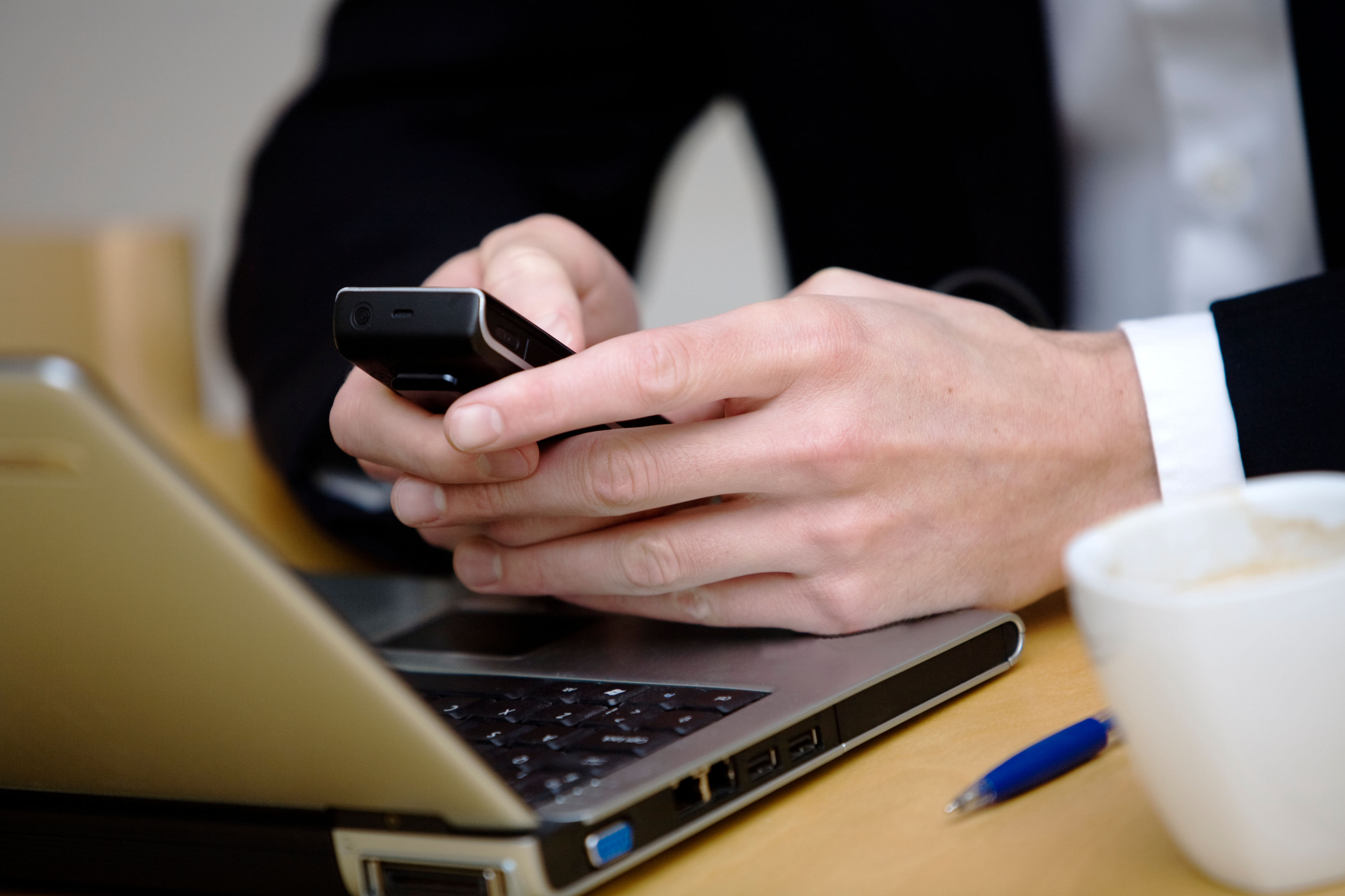 A consultant using his mobile phone, Stockholm, Sweden