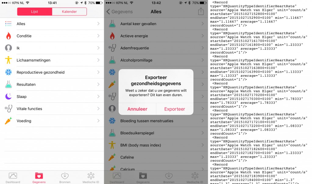 Gezondheisdata Apple exporteren