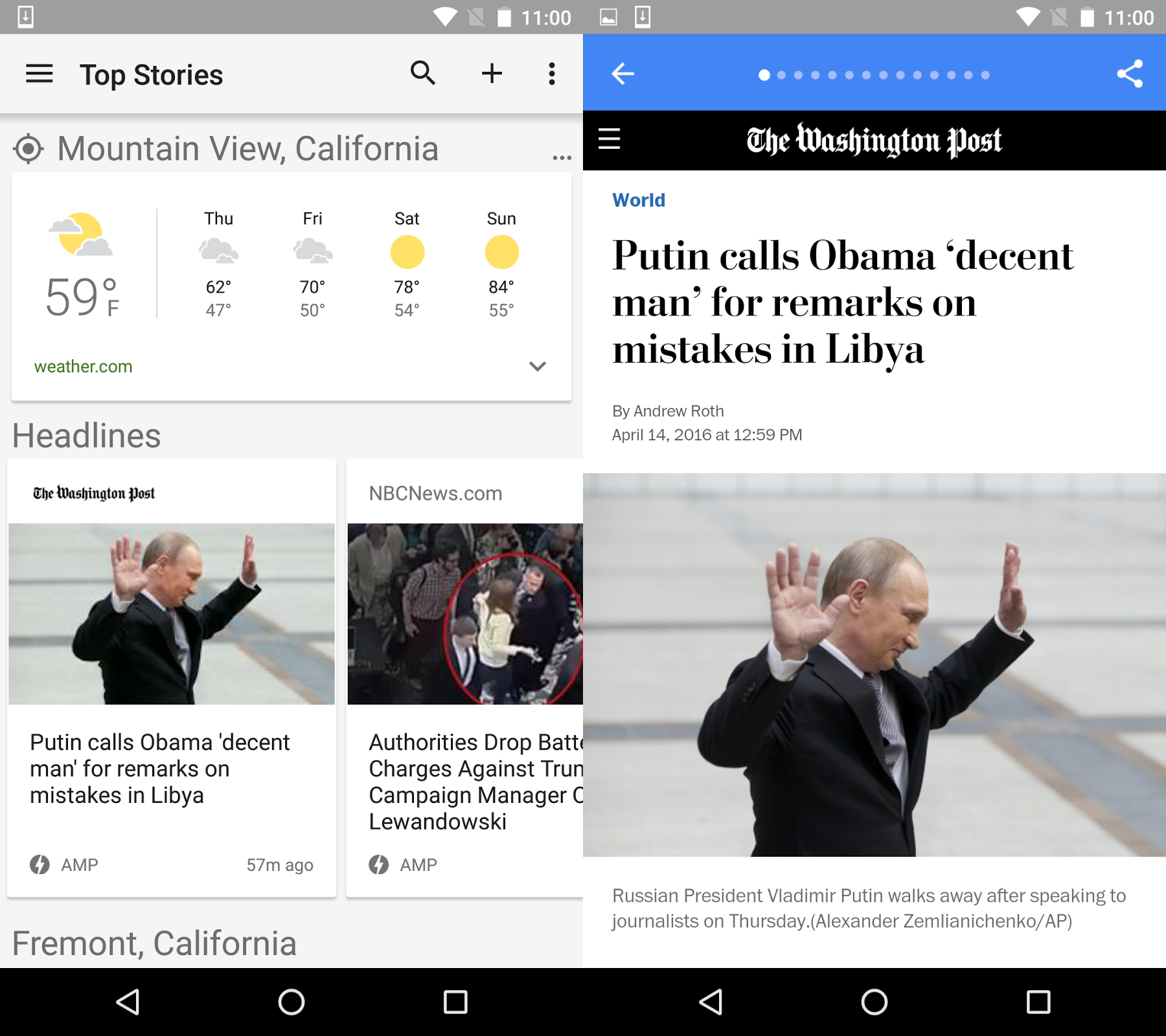Google AMP in de Amerikaanse versie van Google News