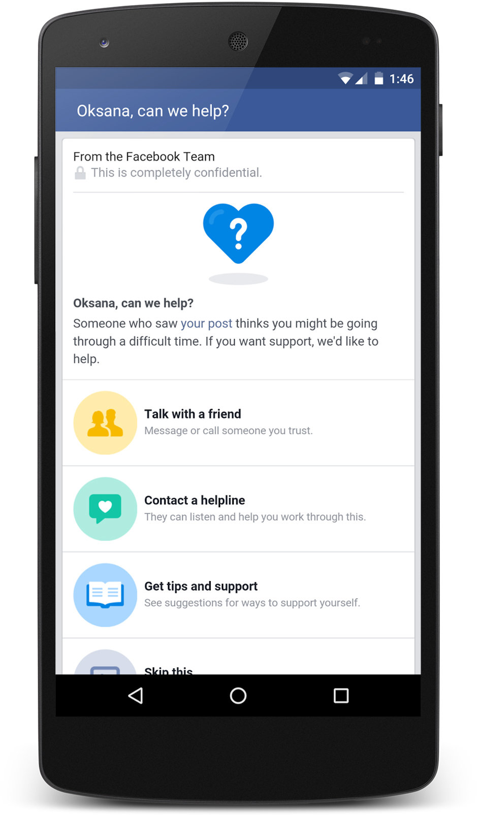 Facebook zelfmoordpreventie