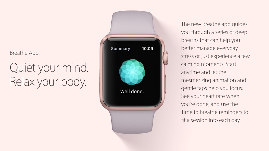 Nieuw voor de Apple Watch: ontspanningsapp Breathe