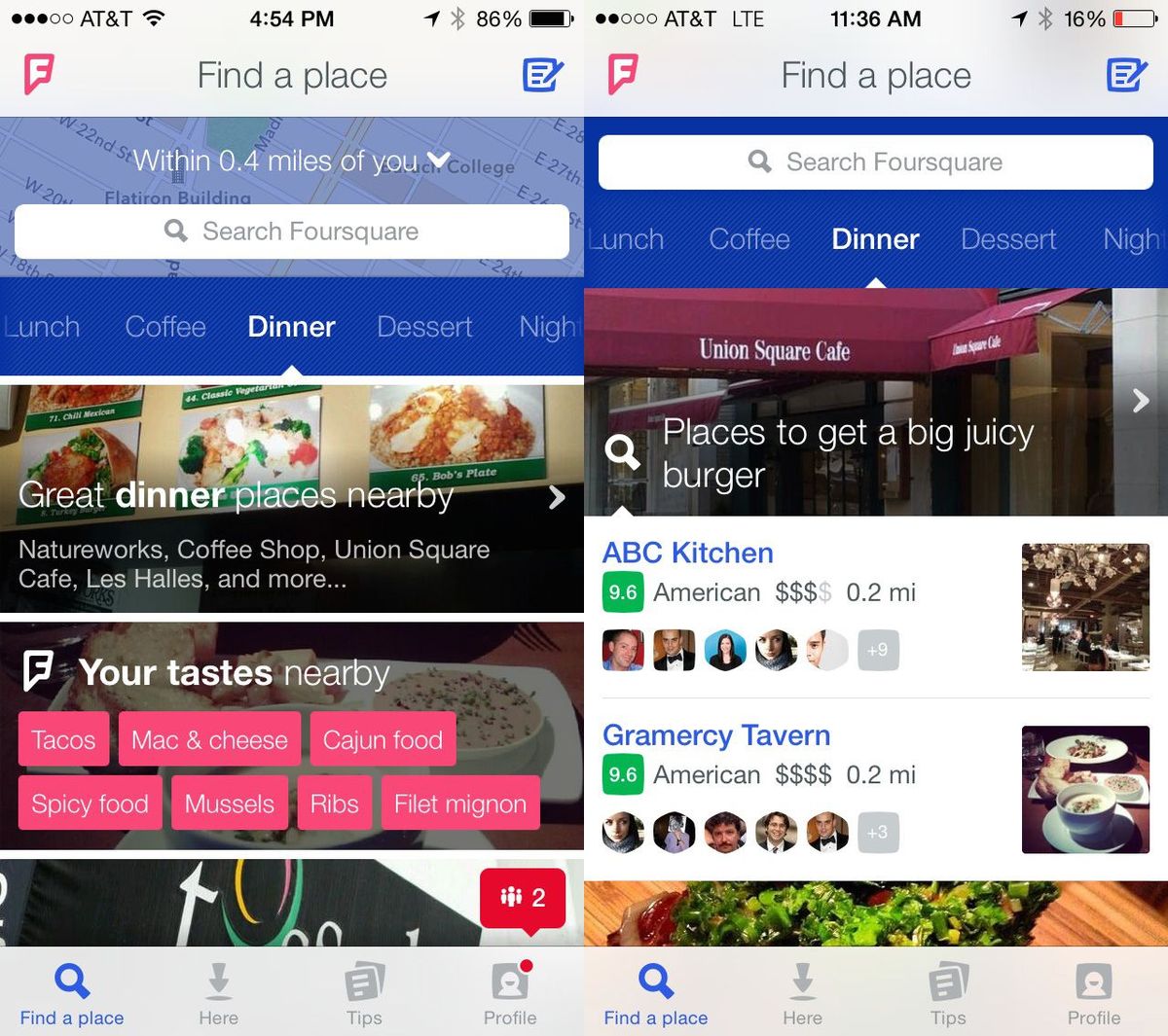 Foursquare screenshots