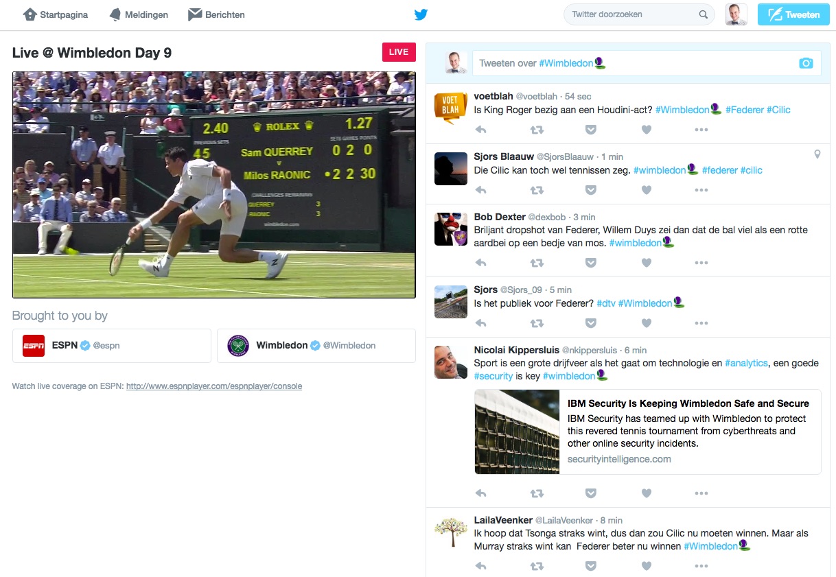 Livestream Wimbledon op Twitter