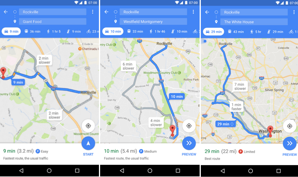 google maps parkeren