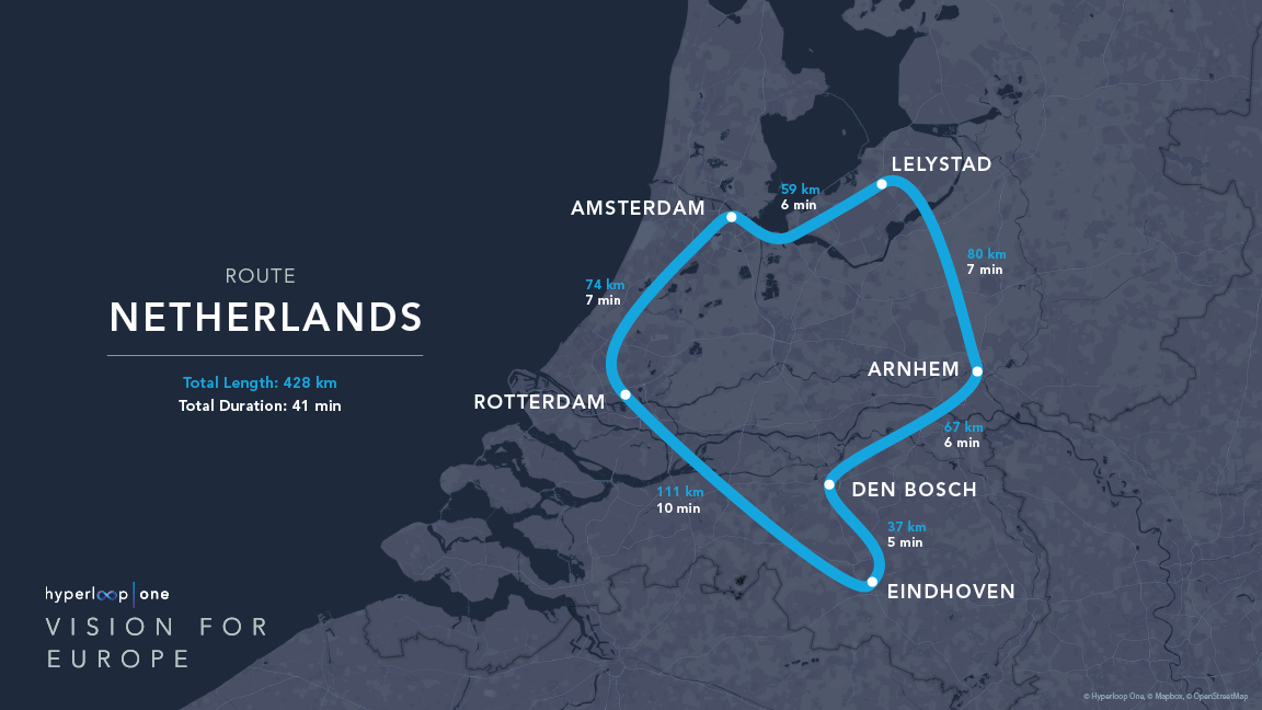 Hyperloop One Netherlands route