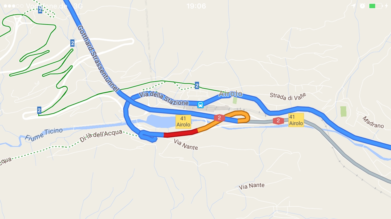 Zonder file de Gotthardtunnel in